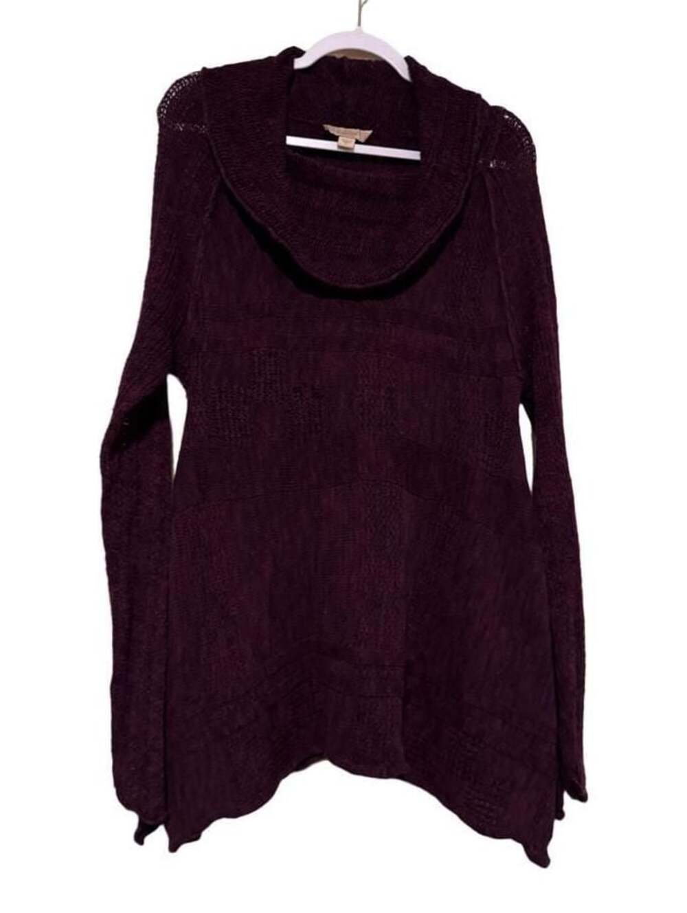 Nine West Vintage America Collection Purple Cowl Neck Knit Sweater Tunic M
